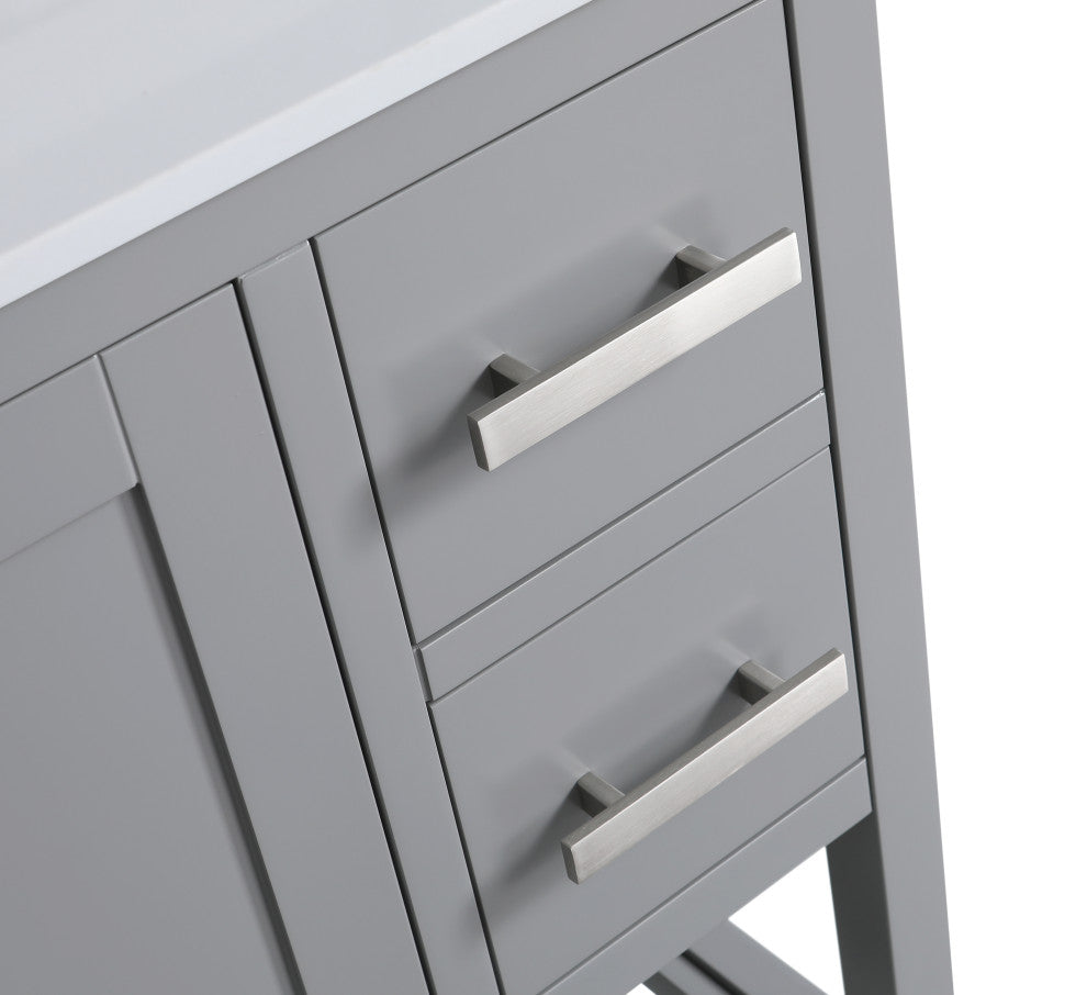 Monaco Bathroom Vanity Base Cabinet Without Top, Gray, 48", Single Sink