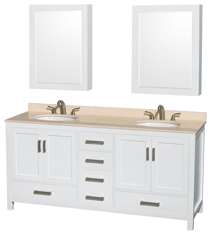 Wyndham WCS141472DWHIVUNOMED White Finish 72 In. Double Bathroom Vanity