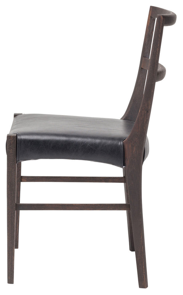 Hanna Dining Chair, Seared Oak and Black Leather