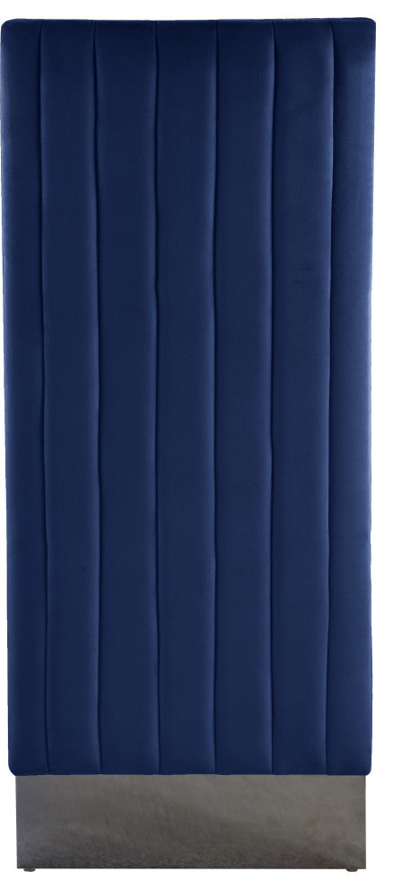 Porsha Dining Chair, Set of 2, Navy Velvet, Chrome Legs