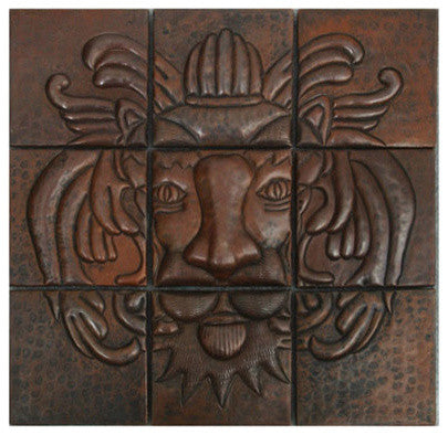 Lion Head Mosaic Design Copper Tile