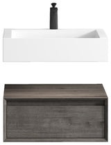 Alysa 24" Floating Bath Vanity, Acrylic Sink/Single Faucet Hole, Smoke Oak