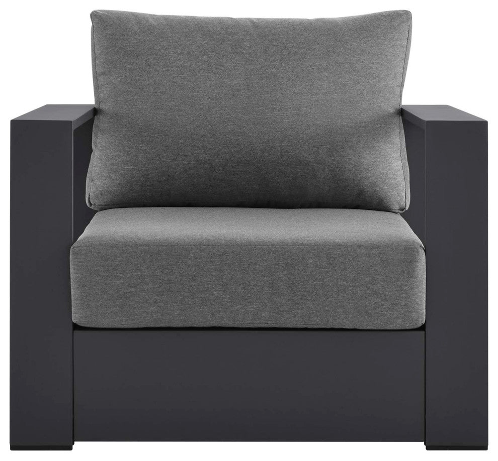 Brentwood Outdoor Patio Powder-Coated Aluminum Armchair, Charcoal