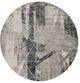8' Grey Machine Woven Abstract Geometric Round Indoor Area Rug
