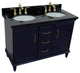 49" Double Vanity, Blue Finish With Black Galaxy And Oval Sink