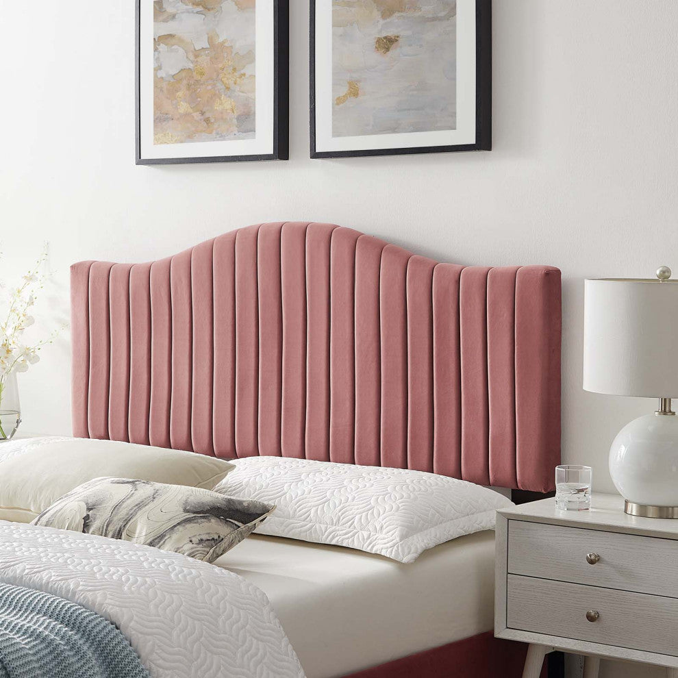 Tufted Headboard, King Size, Velvet, Pink, Modern Contemporary, Bedroom Master