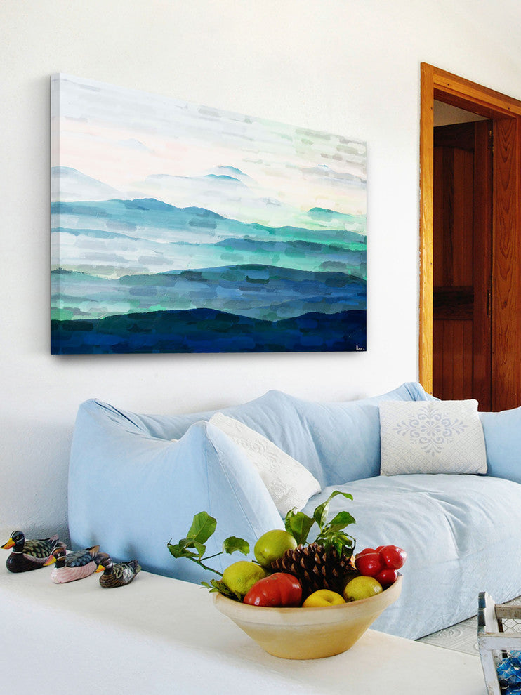 "Mountain Tops" Painting Print on Wrapped Canvas, 30"x20"