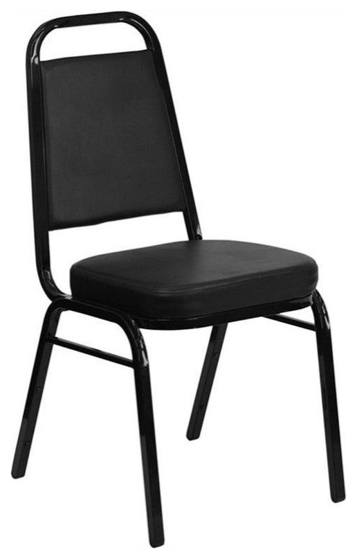 Flash Furniture Hercules Faux Leather Banquet Stacking Chair in Black
