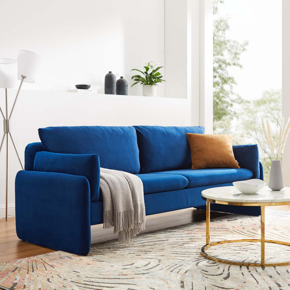 Indicate Performance Velvet Sofa, Navy