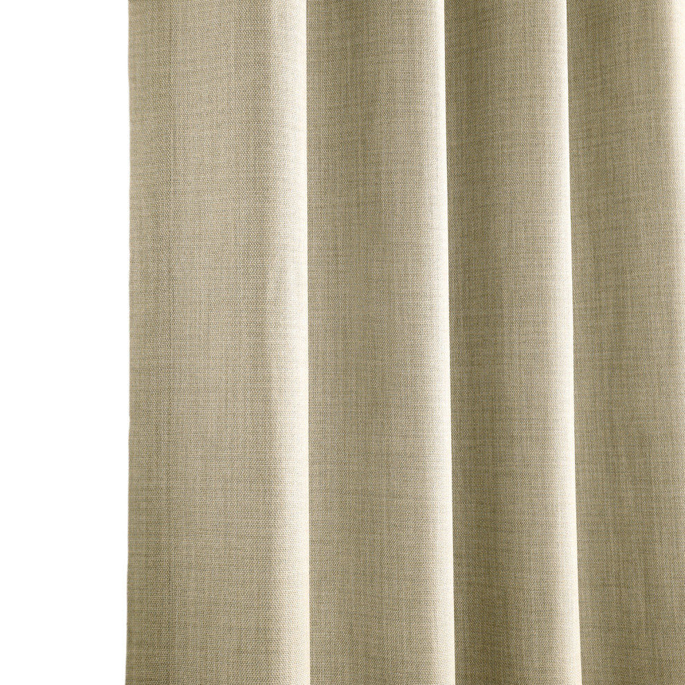 Faux Linen Grommet Room Darkening Curtain Single Panel, Thatched Tan, 50w X 120l