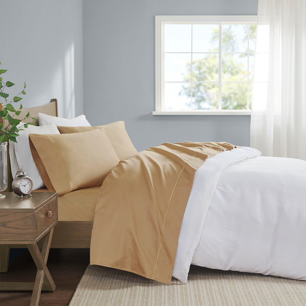 Madison Park 600 Thread Count Pima Cotton Sateen Sheet Set, Gold