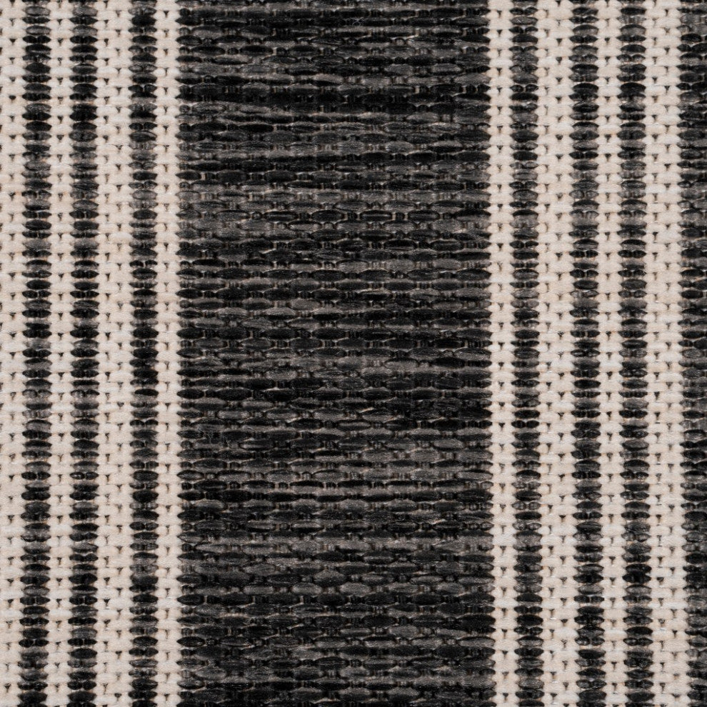 5" x 7" Gray Striped Indoor Outdoor Area Rug