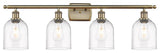 Ballston-Bella 4-Light 36" Bath Vanity Light, Antique Brass, Clear