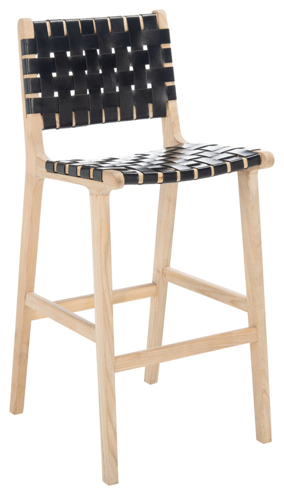 Safavieh Adah Leather Bar Stool, Black / Natural