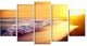 "Bright Yellow Sky With Foam Waves" Seashore Wall Art, 5 Panels, 60"x32"