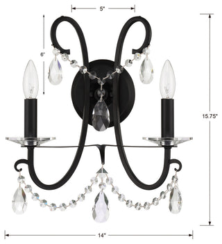 Crystorama Lighting Group 6822-CL-MWP Othello 2 Light 16" Tall - Matte Black