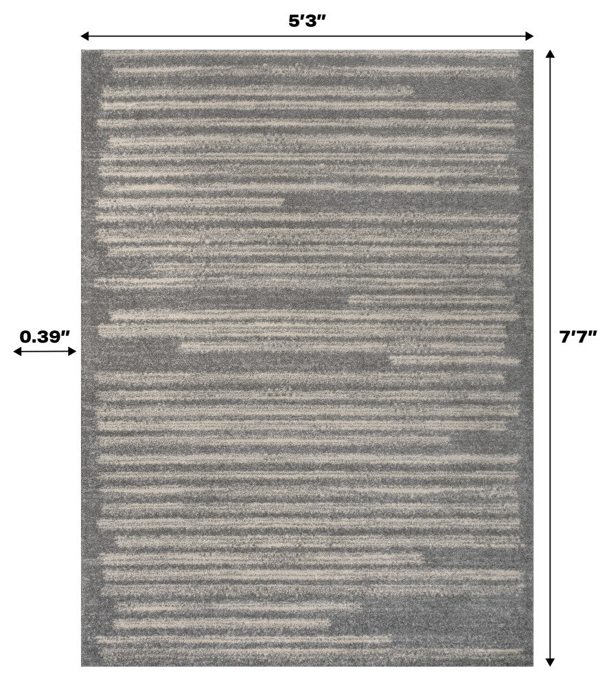 Khalil Modern Berber Stripe Gray/Cream 3 ft. x 5 ft. Area Rug
