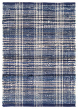 Dash & Albert Denim Plaid Handwoven Cotton Rug, Blue, 8' x 10'