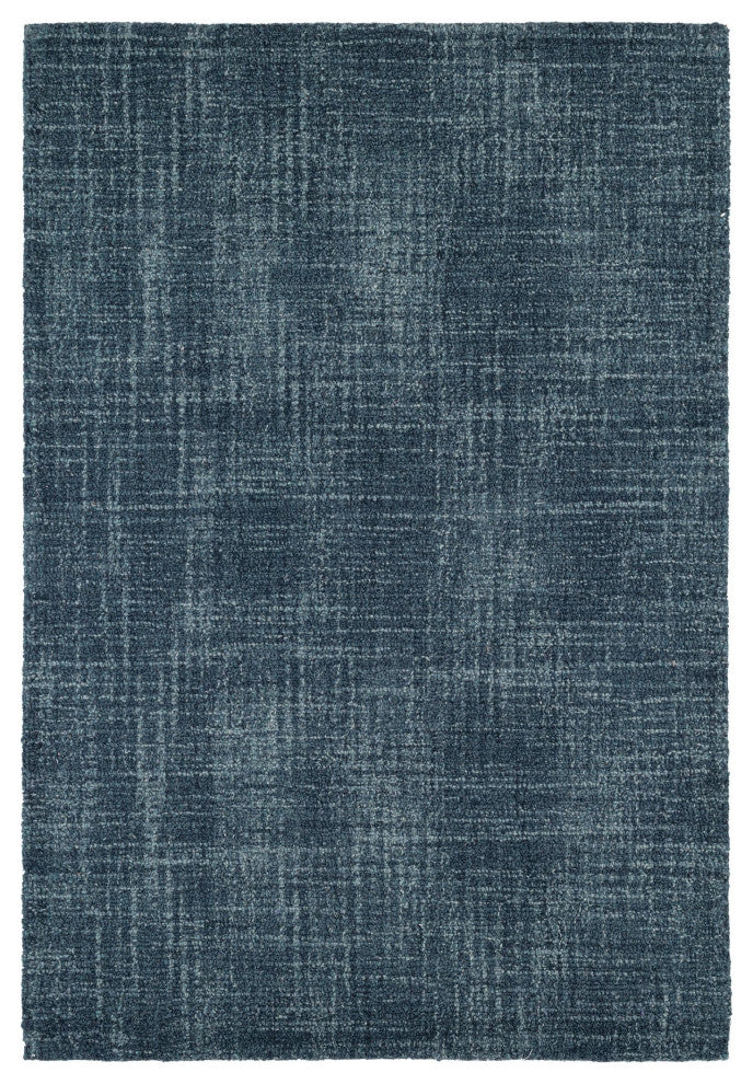 Dash & Albert Crosshatch Denim Hand Micro Hooked Wool Rug, Blue, 2' x 3'