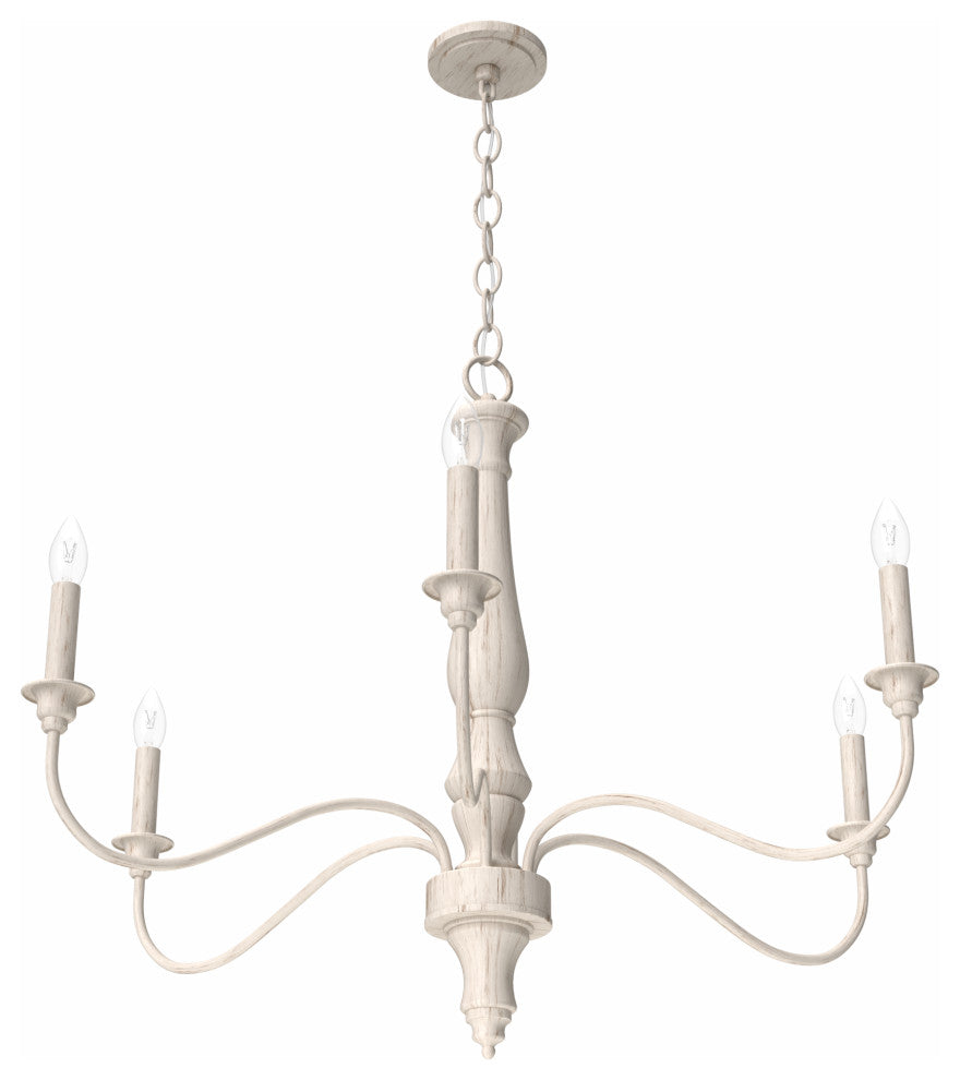 Teren Distressed White 6 Light Chandelier Ceiling Light Fixture