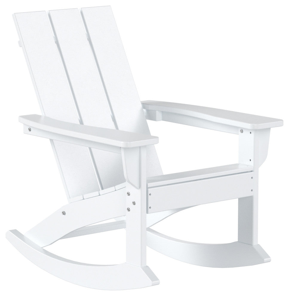 WestinTrends 3PC Outdoor Patio Adirondack Rocking Chair, Side Table Set, White