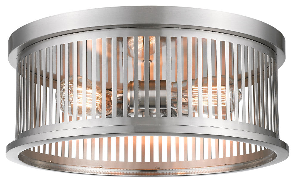 Zlite 334F3BN 3-Light Flush Mount, Brushed Nickel