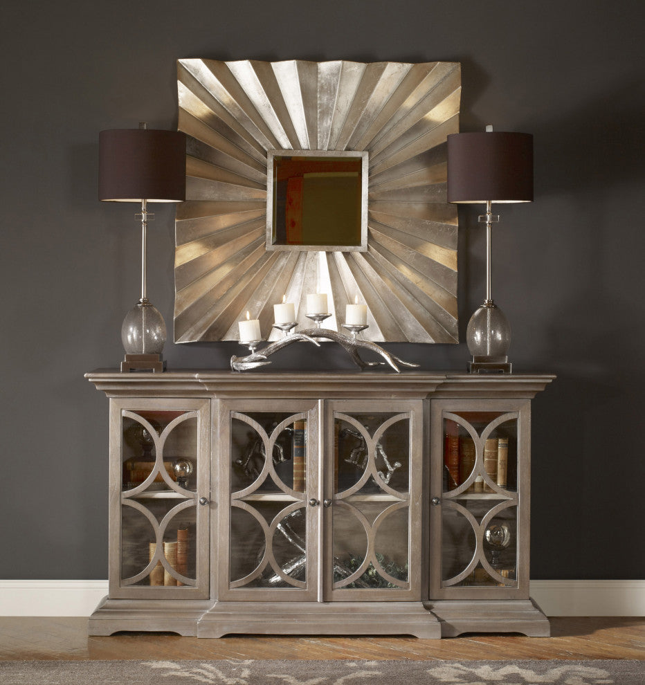 Uttermost Belino 4-Door Contemporary Wood Chest in Silver/Brown