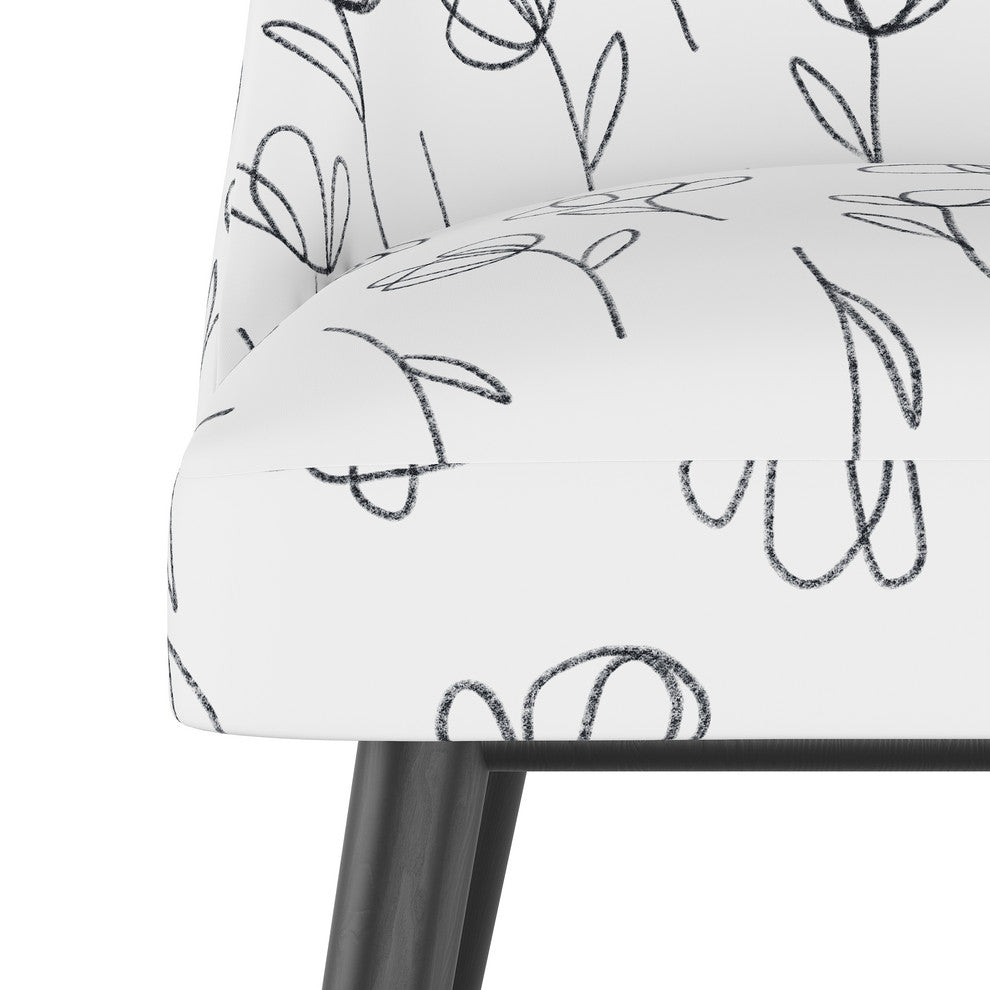 Markham Rounded Back Counter Stool, Contoured Tulips White