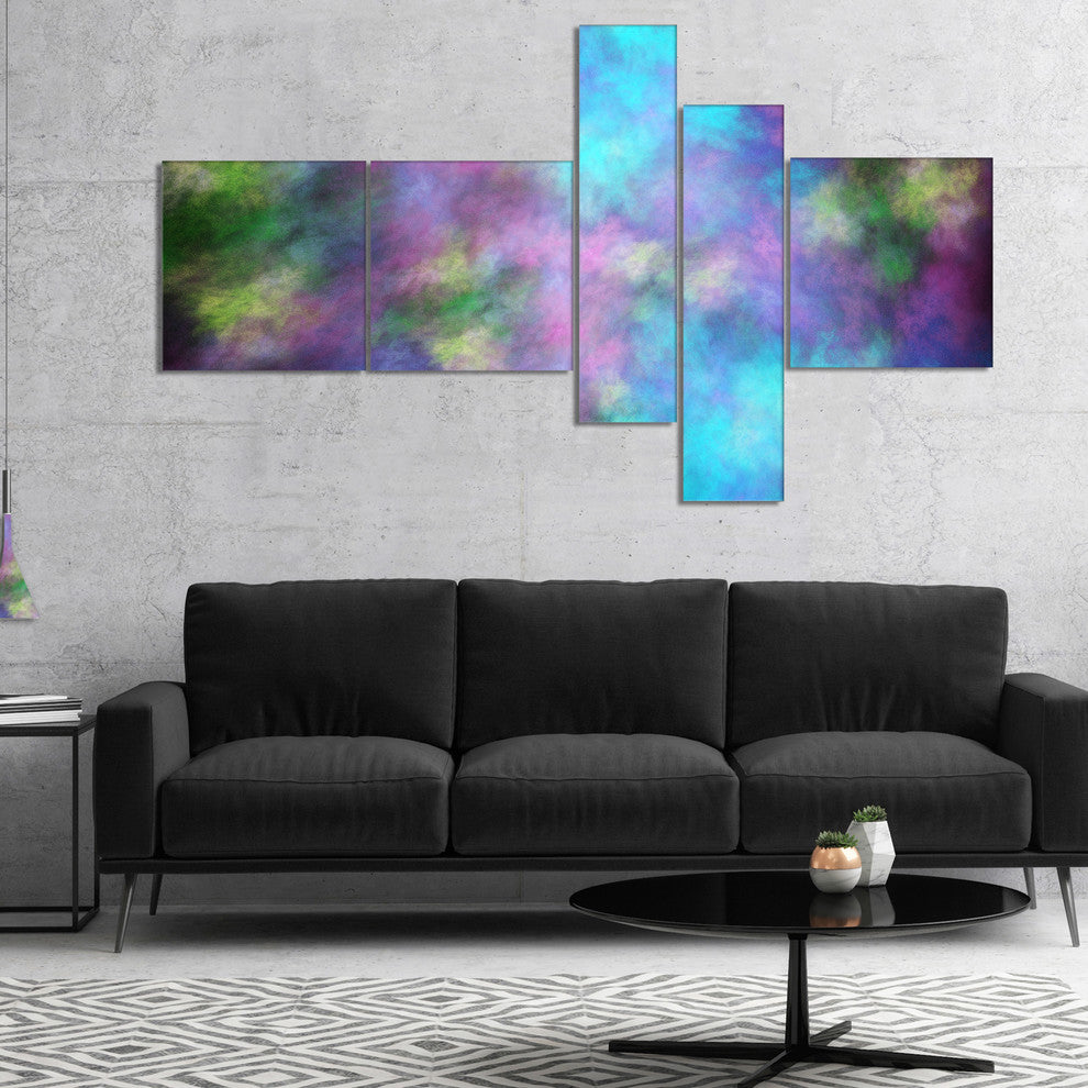Perfect Blue Purple Starry Sky, Abstract Canvas Art Print, 60"x32", 5 panels