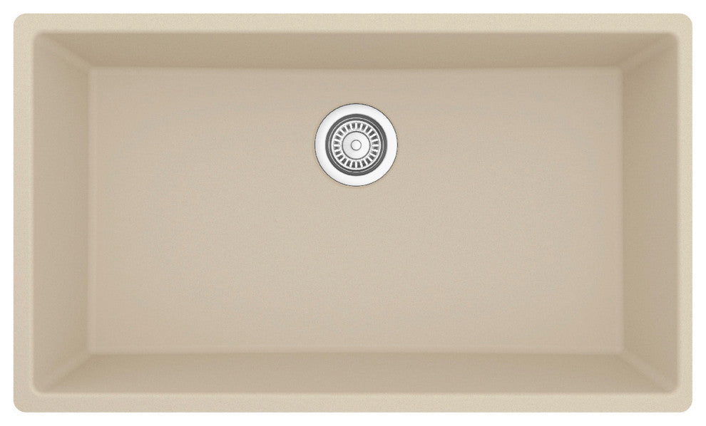 Karran QU-812 Undermount 32.5" Large Single Bowl Quartz Sink Kit, Bisque