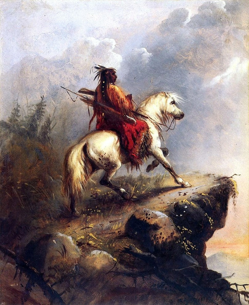 Alfred Jacob Miller Crow Indian on the Lookout Wall Decal Print
