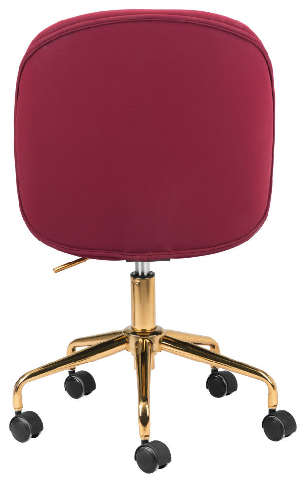 Computer Work Desk Chair, Steel Metal, Fabric, Red, Gold, Home Business Office
