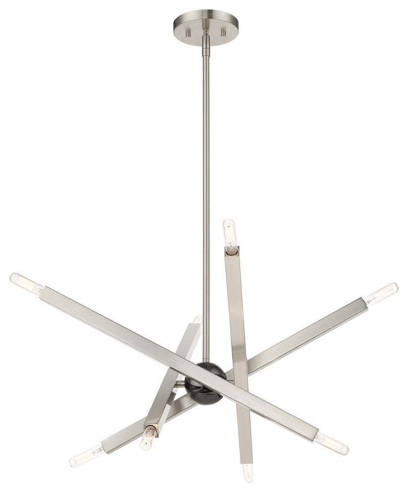 Livex Lighting Monaco 8-Light Brushed Nickel Chandelier With Black Chrome Accent