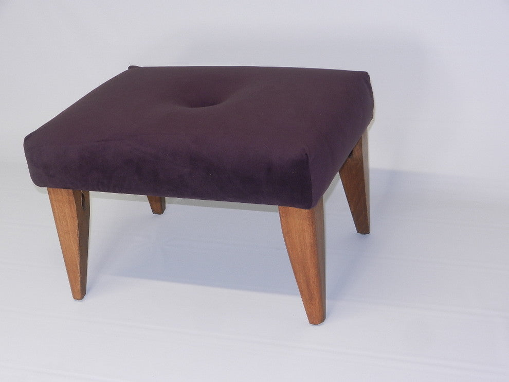 Tufted Suede Footstool, Purple