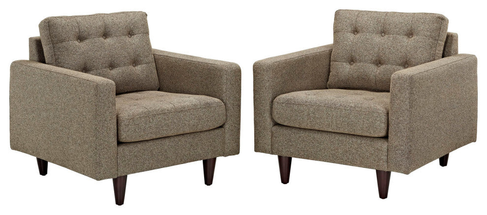 Modern Oatmeal Empress Armchair Upholstered Set of 2