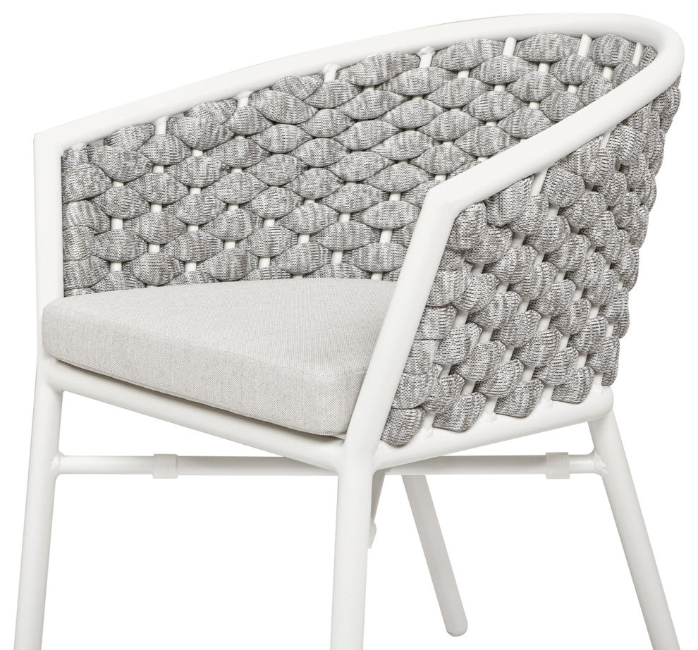 Rowan 24" Weaving Rope Outdoor Patio Dining Chairs, Set of 2, Optic White Acrylic