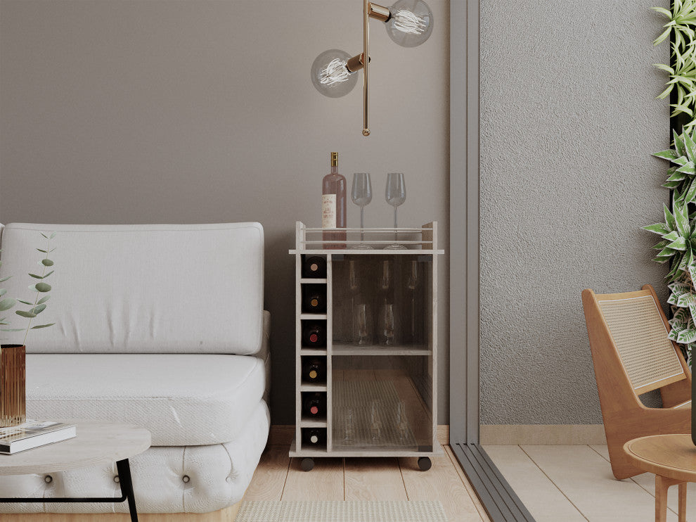 Huali Bar Cart, Light Gray