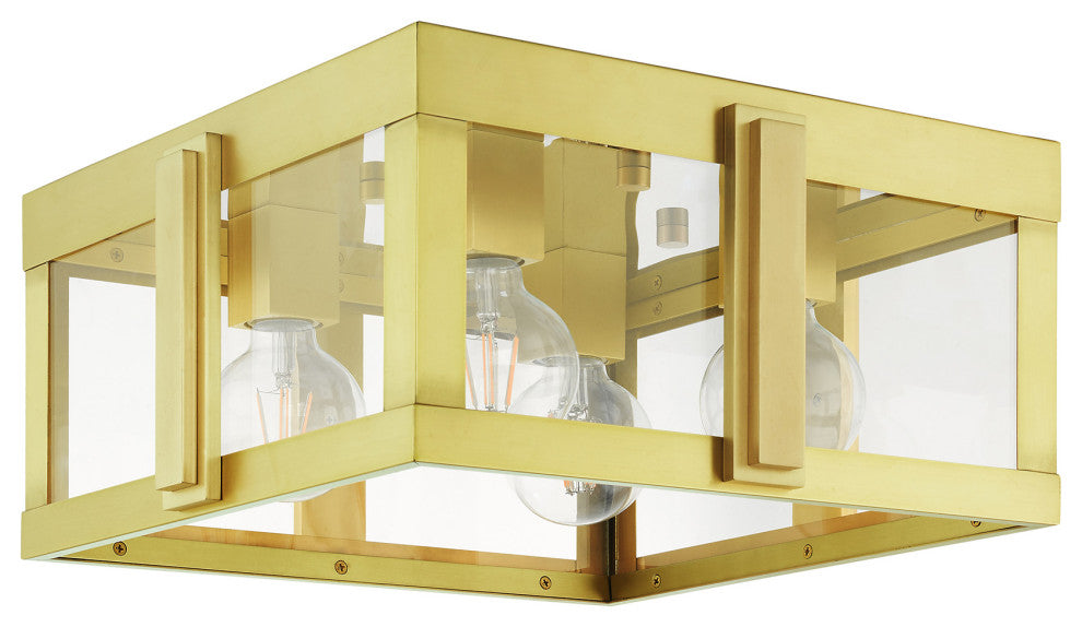 Natural Brass Art Deco, Sophisticated Outdoor Flush Mount