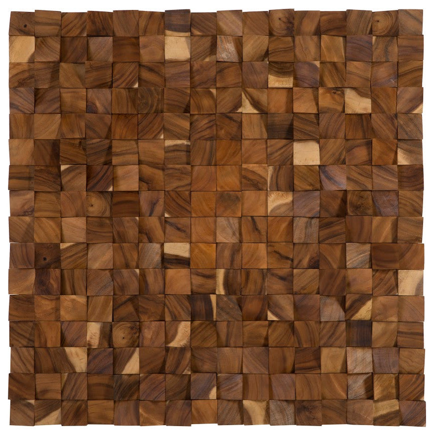 Blocks Wall Art, Chamcha Wood, Natural, Large