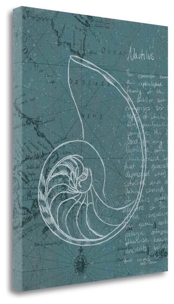 "Coastal Blueprint V Dark" By Marco Fabiano, Giclee Print on Gallery Wrap Canvas