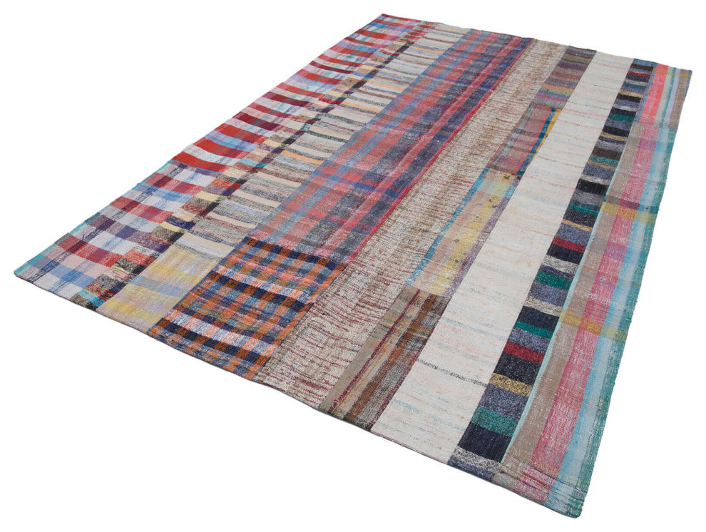 Rug N Carpet - Handmade Anatolian 6' 6'' x 9' 11'' Unique Patchwork Kilim Rug