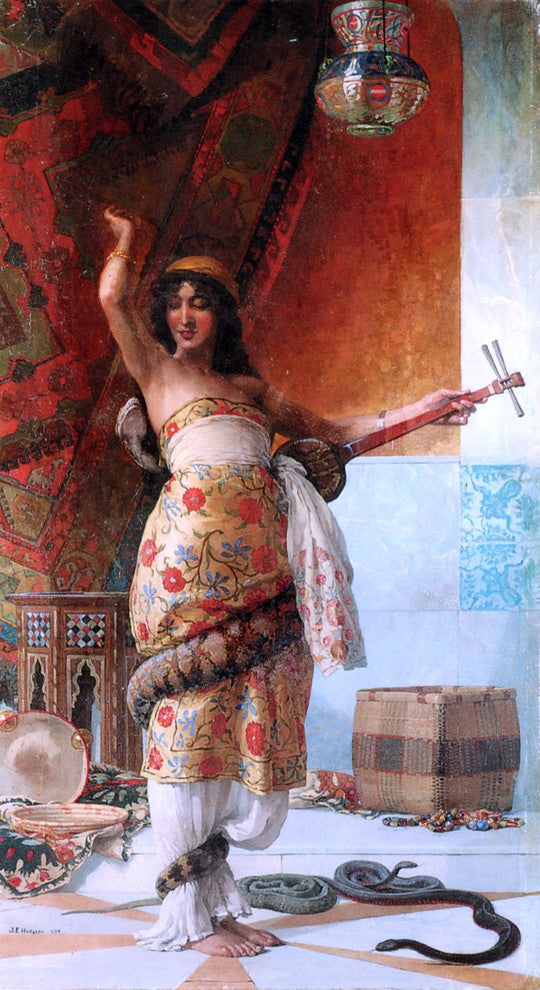 John Evan Hodgson A Snake Charmer, 15"x30" Gallery Wrapped Canvas Print