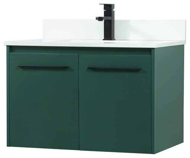 Home Living 30" Single Bathroom Vanity, Green With Backsplash