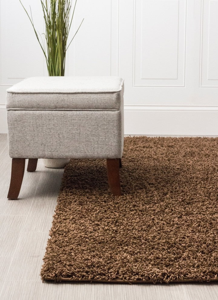 Cozy Solid Shag Rug Brown 3' 3'' X 5' 3''