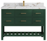 Parker 48" Single Sink Bath Vanity, Lafayette Green 2" Viola Brown