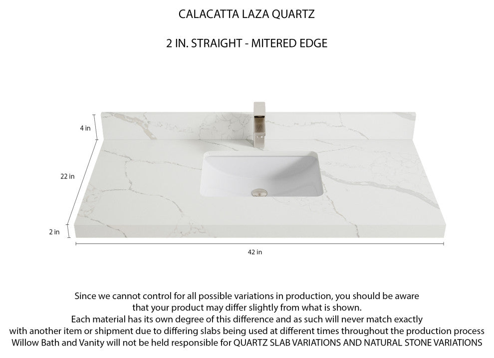 Madison Teak 42 Single Sink Bath Vanity in Light Natural 2" Calacatta Laza