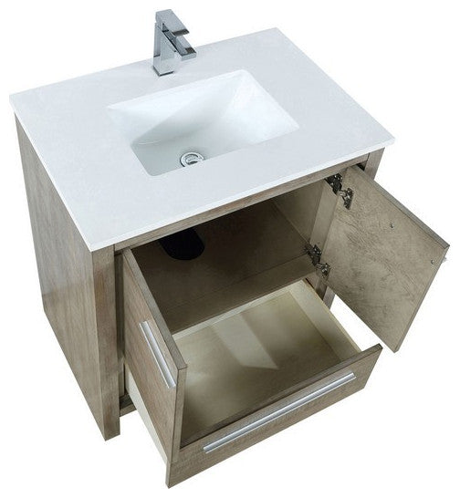 Lafarre Contemporary 30" Rustic Acacia Bathroom Vanity, Monte Chrome Faucet