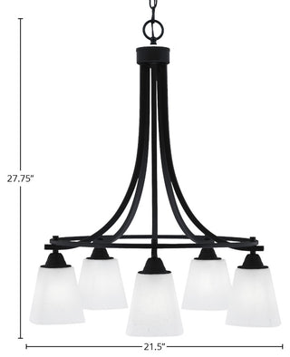 Paramount 5-Light Chandelier, Matte Black, 4.5" White Muslin Glass