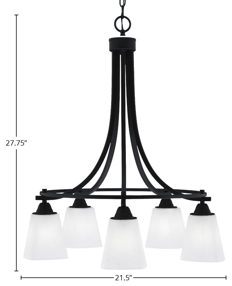 Paramount 5-Light Chandelier, Matte Black, 4.5" White Muslin Glass