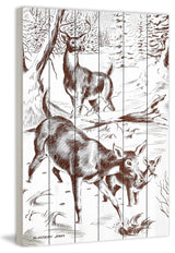 "Deer" Painting Print on White Wood